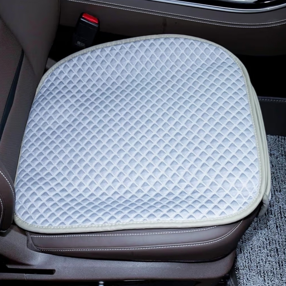 Gray Quilted Car Seat Cushion